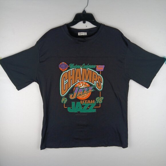 Vintage Utah Jazz 1998 NBA Western Conference Champions T Shirt Mens Medium. - Picture 1 of 5